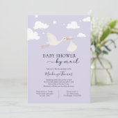 Paarse Ooievaar Baby shower per Post Kaart (Staand voorkant)