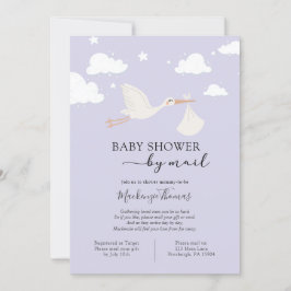 Paarse Ooievaar Baby shower per Post Kaart