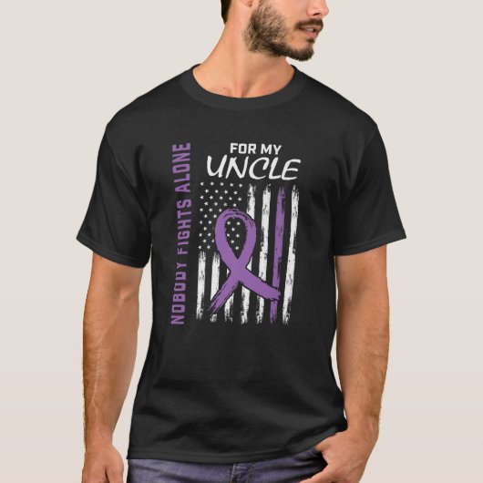 Paarse oom Epilepsy Bewustmaking Amerikaanse vlag  T-shirt (Voorkant)