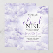 Paarse op Cloud 9 Baby shower Kaart (Voorkant / Achterkant)