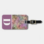 Paarse, op de ruimte geïnspireerde kleurenblok van bagagelabel (Voorkant horizontaal)