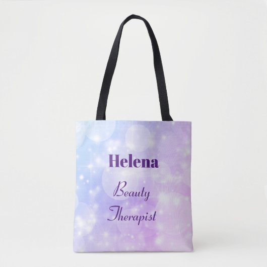 Paarse, op maat gemaakte schoonheidstherapie tote bag (Voorkant)