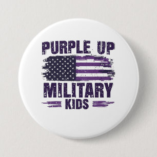 Paarse Op Military Kids Bewustzijnsmaand Ronde Button 7,6 Cm