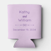 Paarse op Paarse namen en datum Blikjeskoeler (Achterkant)