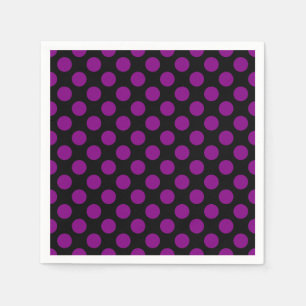 Paarse op Zwart Grote Maat Polka Dots Paper Servet