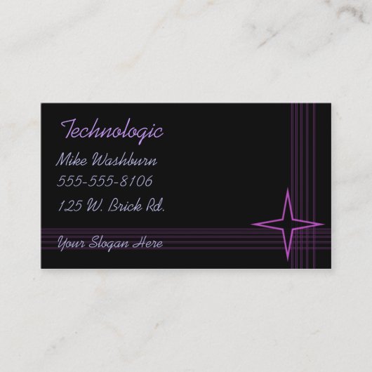 Paarse op zwart visitekaartje (Voorkant)