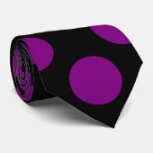 Paarse op Zwarte Giant Size Polka Dots Stropdas (Opgerold)