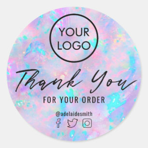 paarse opaal geïnspireerde textuur dank u ronde sticker