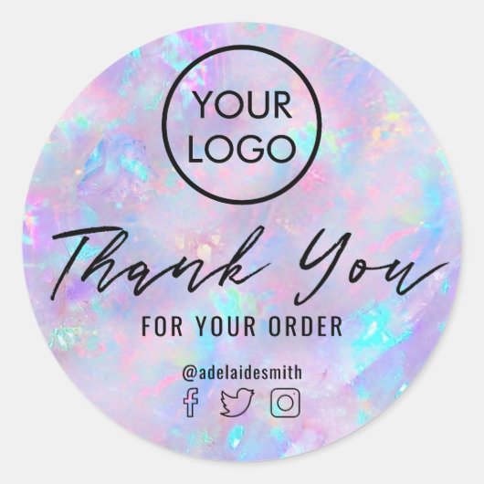 paarse opaal geïnspireerde textuur dank u ronde sticker (Voorkant)