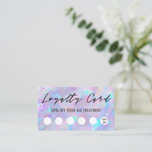paarse opaal geïnspireerde textuur loyalty card visitekaartje (Staand voorkant)