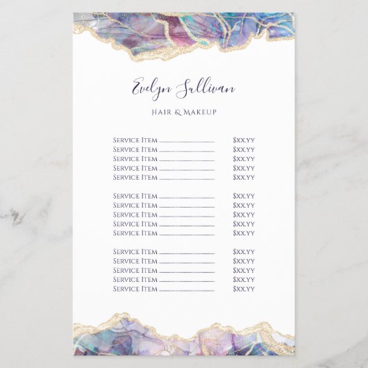 Paarse opaal ontwerp prijslijst flyer (Voorkant)