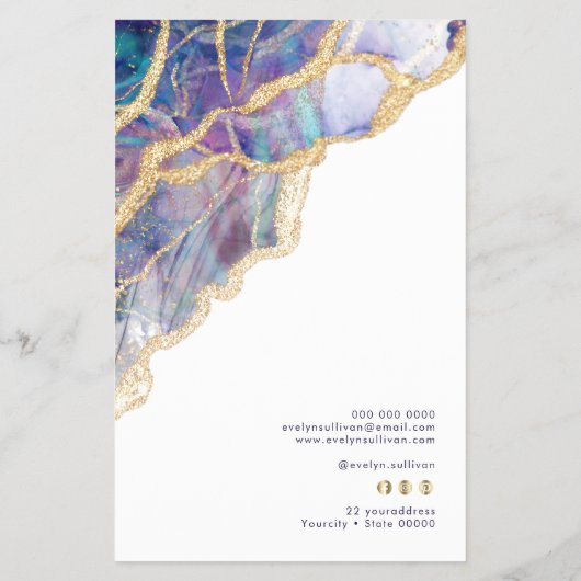 Paarse opaal ontwerp prijslijst flyer (Achterkant)