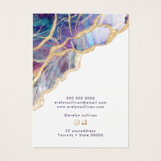 Paarse opaalsieraden visitekaartje (Achterkant)