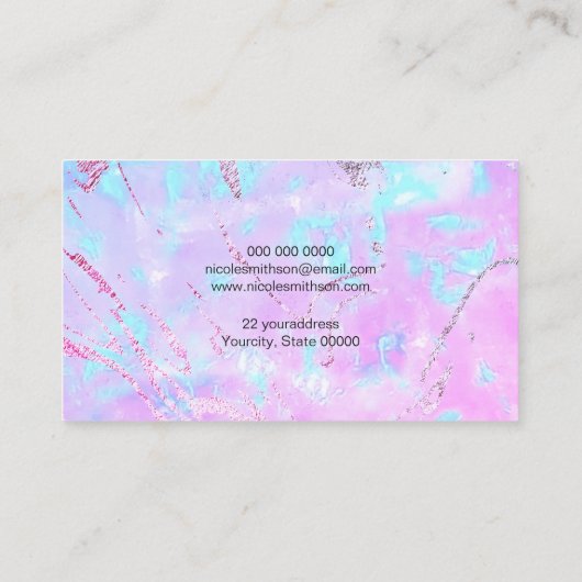 paarse opaalsteen visitekaartje (Achterkant)