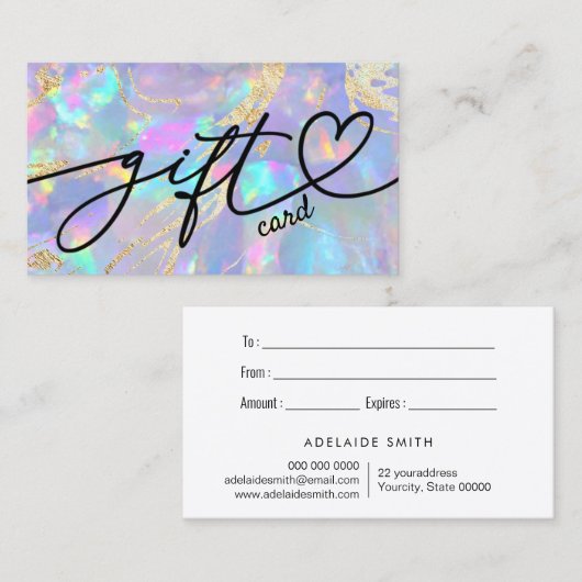 paarse opal cadeaubon visitekaartje (Voorkant / Achterkant)