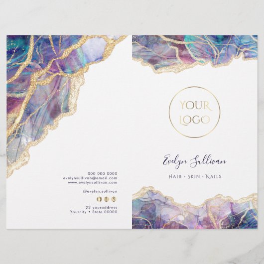 Paarse opal design service menubrochure (Voorkant)