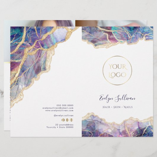 Paarse opal design service menubrochure (Voorkant / Achterkant)