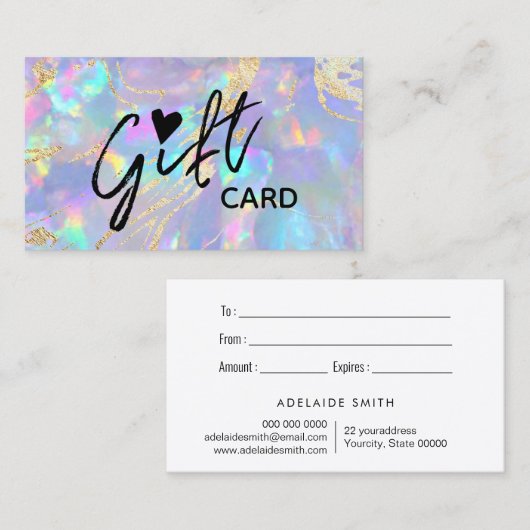 paarse opal textuur cadeaubon visitekaartje (Voorkant / Achterkant)