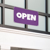 Paarse OPEN Banner (Buitenkant Gebouw)