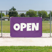 Paarse OPEN Banner (Insitu)