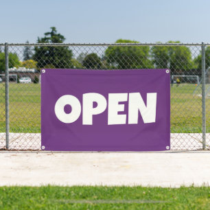 Paarse OPEN Banner