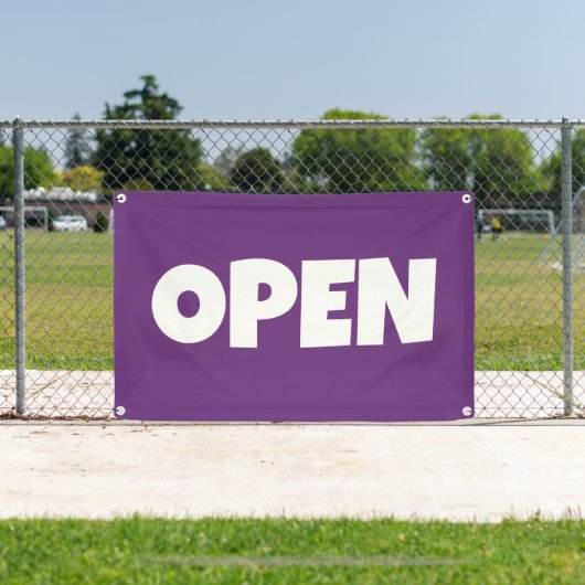 Paarse OPEN Banner (Insitu)