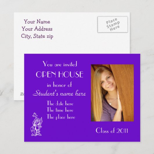 paarse open briefkaart (Voorkant / Achterkant)