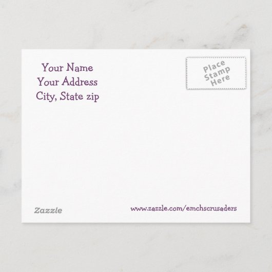 paarse open briefkaart (Achterkant)