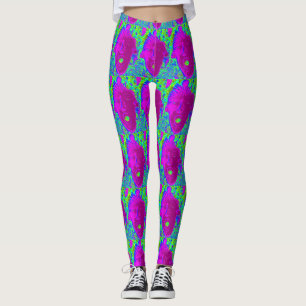 paarse open mondmaskers groen leggings
