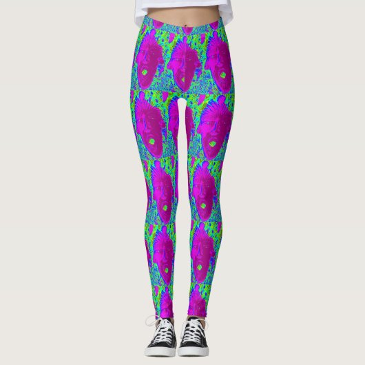 paarse open mondmaskers groen leggings (Voorkant)