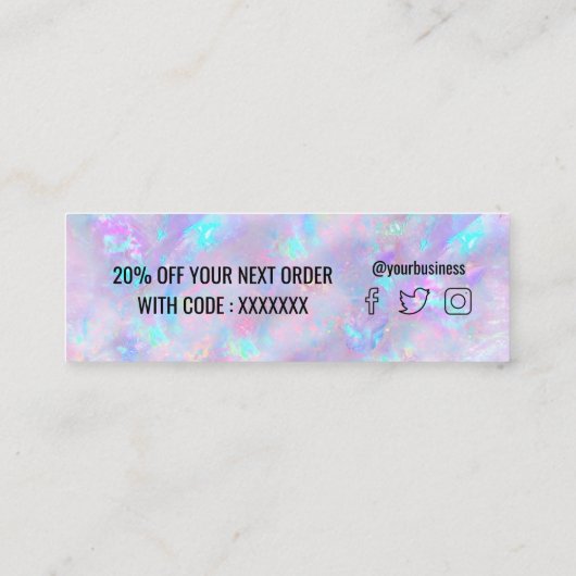 paarse optische achtergrond mini visitekaartje (Achterkant)