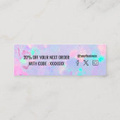 paarse optische gemstone-kortingskaart mini visitekaartje (Achterkant)