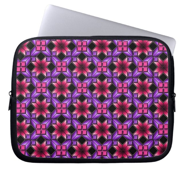 Paarse optische illusie laptop sleeve (Voorkant)