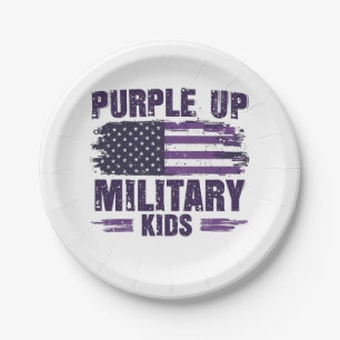 Paarse Opwaartse Militaire Kinderen Bewustzijn Maa Papieren Bordje