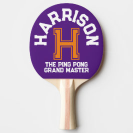 Paarse oranje aangepaste monogram naam en slogan tafeltennisbatje
