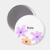 Paarse oranje abst floral waterverf voeg naamtekst magneet (Voorkant / Achterkant)