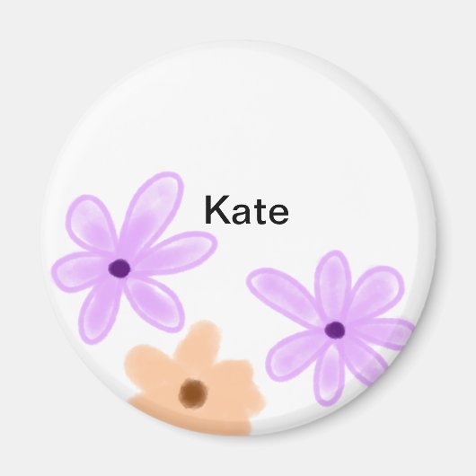 Paarse oranje abst floral waterverf voeg naamtekst magneet (Voorkant)