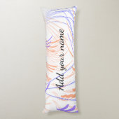 Paarse oranje abstracte waterverf voeg naamtekst t lichaamskussen (Achterkant (Verticaal))