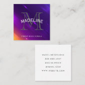Paarse Oranje achtergrond | Monogram serum Vierkante Visitekaartje (Voorkant / Achterkant)