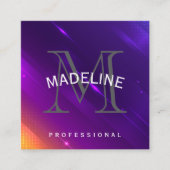 Paarse Oranje achtergrond | Monogram serum Vierkante Visitekaartje (Voorkant)