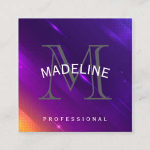 Paarse Oranje achtergrond   Monogram serum Vierkante Visitekaartje