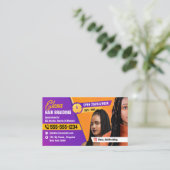 Paarse & Oranje Afrikaans Haar Vlechten Beauty Sal Visitekaartje (Staand voorkant)