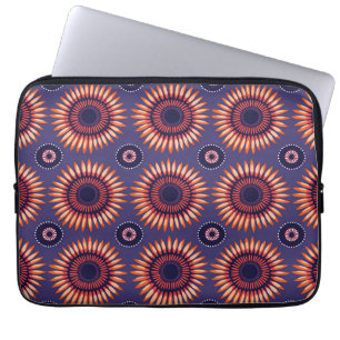 Paarse Oranje Afrikaanse Circulaire Shweshwe Laptop Sleeve