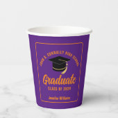 Paarse Oranje Afstuderen Custom Graduation Party Papieren Bekers (Achterkant)