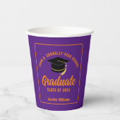 Paarse Oranje Afstuderen Custom Graduation Party Papieren Bekers (Voorkant)