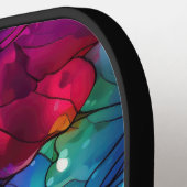 Paarse Oranje Blauwe Alcoholinkt Floral Monogram Pickleball Paddle (Links Detail)