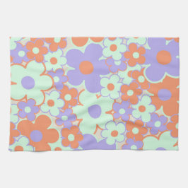 Paarse Oranje Blauwgroen tropische flora botanisch Theedoek