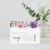 Paarse Oranje Bloemen Bruiloft RSVP Uitnodiging Briefkaart (Staand voorkant)