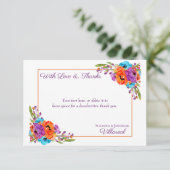 Paarse Oranje Bloemen Waterverf Dank u Foto Bedankkaart (Staand voorkant)