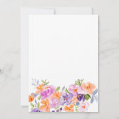  paarse oranje bloemenschrift baby shower kaart (Achterkant)